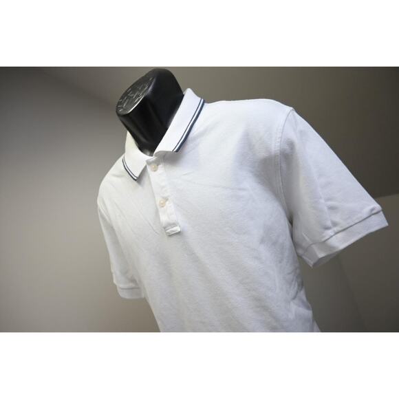 J Crew Flex Pique Polo Shirt Short Sleeve White Casual Prep Mens Size Large - Picture 2 of 9